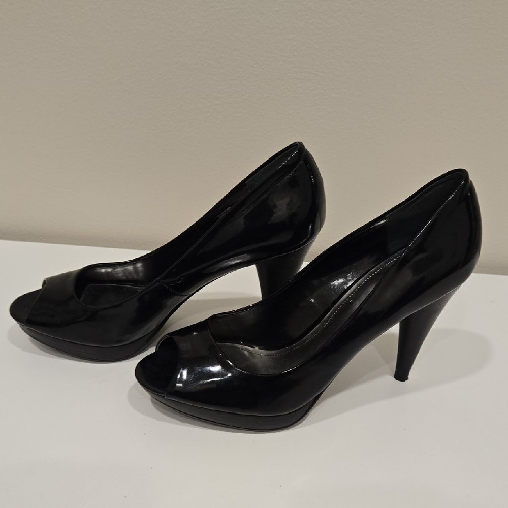 Style & Co. Glossy Black Peep Toe Heels - Picture 8 of 11